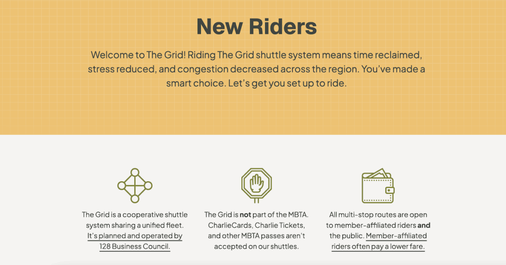 Screenshot of the heading and first row of icon bullets on the new landing page for New Riders.