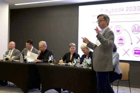 Greg Reibman of the Charles River Regional Chamber moderates the panel.