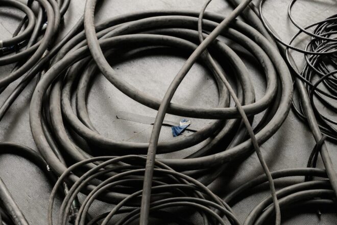 Tangle of electric cords