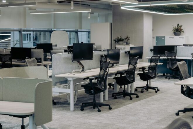 View inside an empty office space