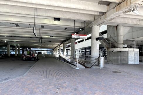 Photo near the entrance to the parking garage at Alewife Station